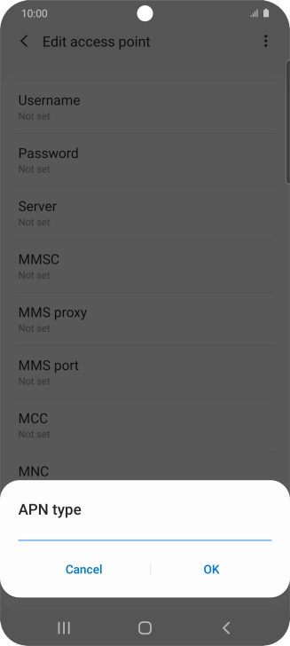 Key in default and press OK.