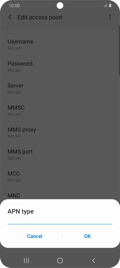 Key in default and press OK.