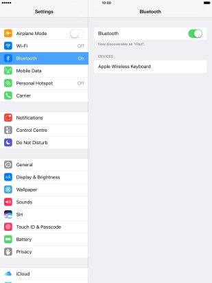 Press the required Bluetooth device and follow the instructions on the screen to pair the device with your tablet.