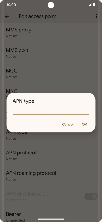 Key in default and press OK.