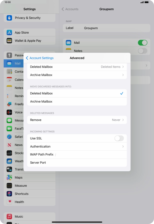Press the indicator next to 