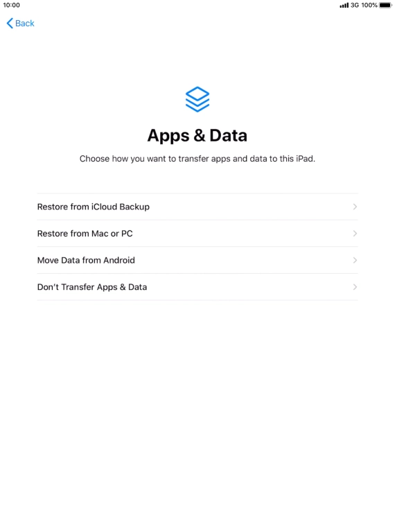 Press Don't Transfer Apps & Data and follow the instructions on the screen to finish the activation.