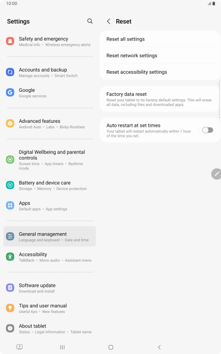 Press Factory data reset. Press Factory data reset.