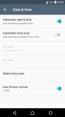 Press Automatic time zone to turn on the function.