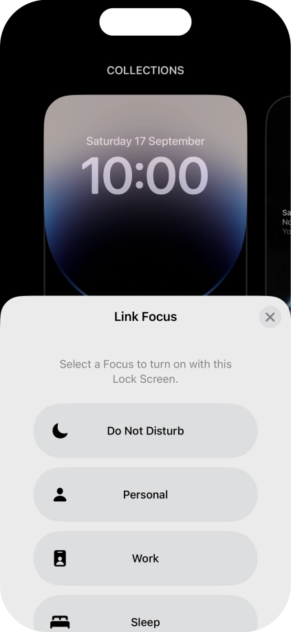 Press the required focus mode.