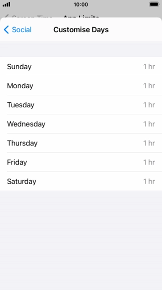 Press the required days.