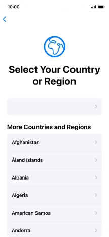 Press the required country or area.