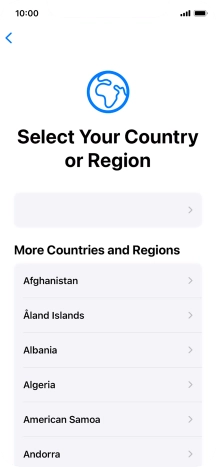 Press the required country or area.