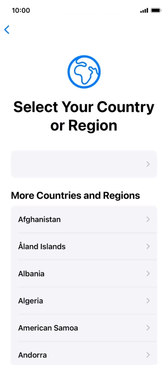 Press the required country or area.