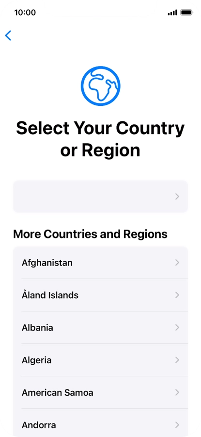 Press the required country or area.