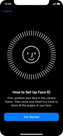 Press Get Started and follow the instructions on the screen to set up Face ID.