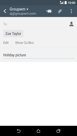 Press the text input field and write the text for your email message.