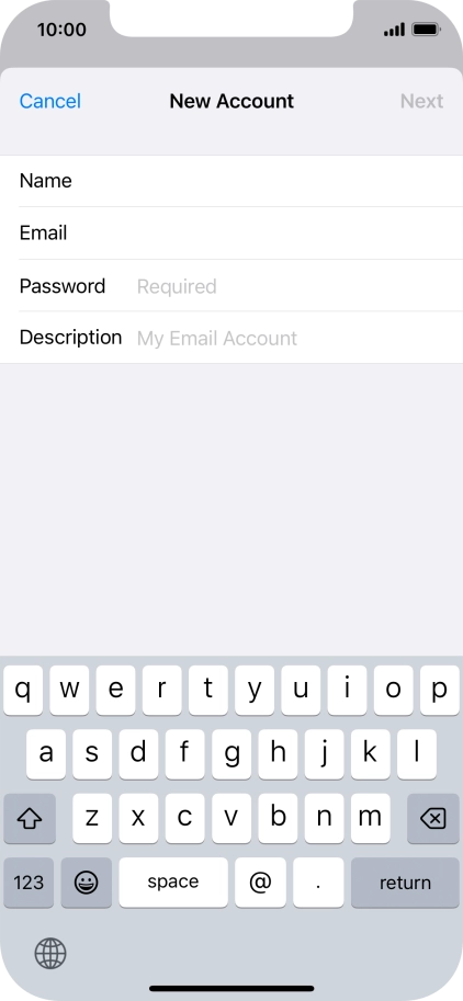 Press Password and key in the password for your email account.