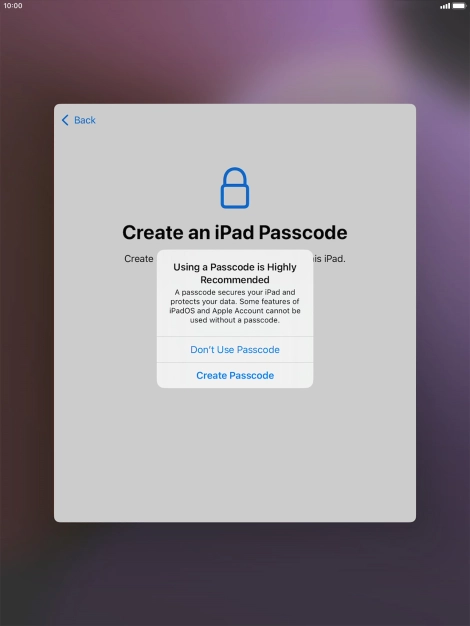 If you turn off the function, press Don't Use Passcode.