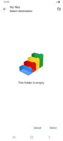 To create a new folder, press the new folder icon and follow the instructions on the screen to create a new folder.