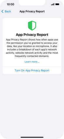 Press Turn On App Privacy Report to turn on the function.