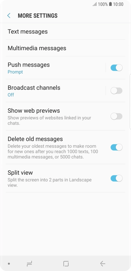 Press Text messages.