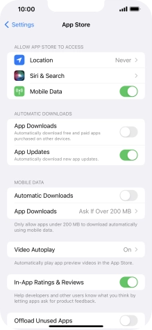 Press the indicators next to the required content types to turn the function on or off.
