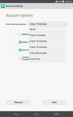 Press the required setting.