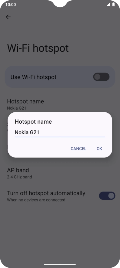 Key in the required Wi-Fi hotspot name and press OK.