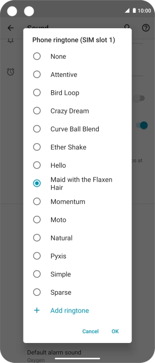 Once you've found a ring tone you like, press OK.