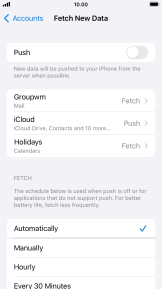 If you turn off the function, press the required setting.