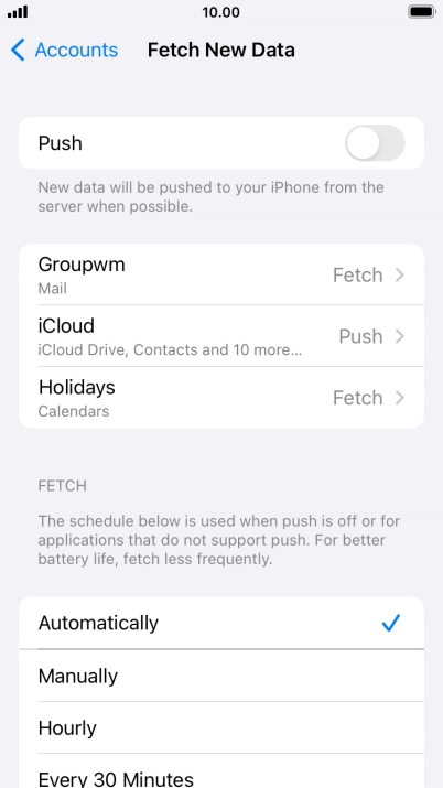 If you turn off the function, press the required setting.