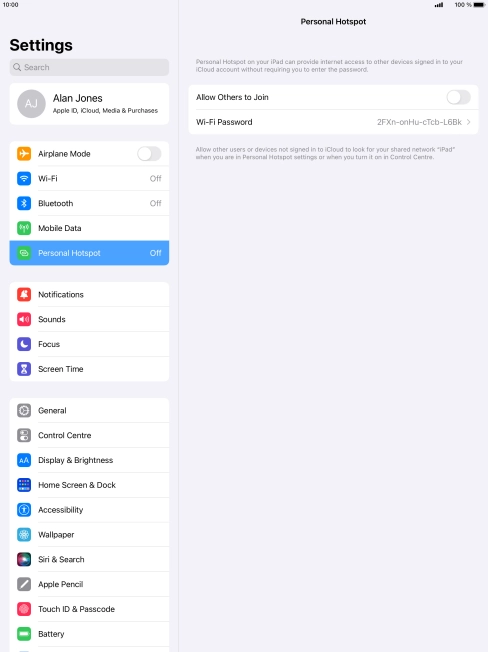 Press Wi-Fi Password and key in the required password.