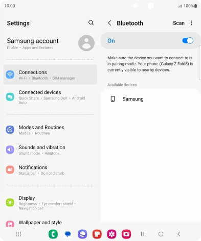 Press the required Bluetooth device and follow the instructions on the screen to pair the device with your phone.