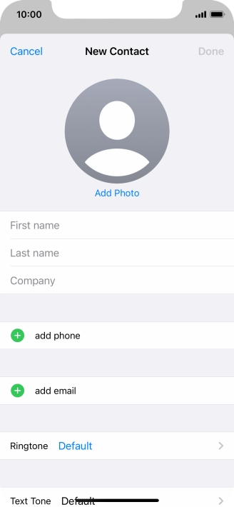 Press First name and key in the first name.