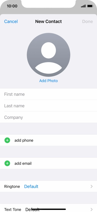 Press First name and key in the first name.