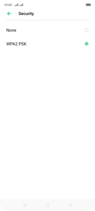 Press WPA2 PSK to password protect your Wi-Fi hotspot.