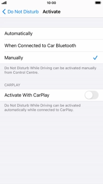 Press the required setting.