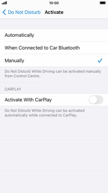 Press the required setting.