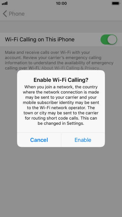 If you turn on the function, press Enable.