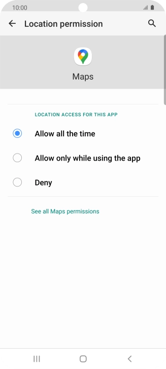 Press the required setting.