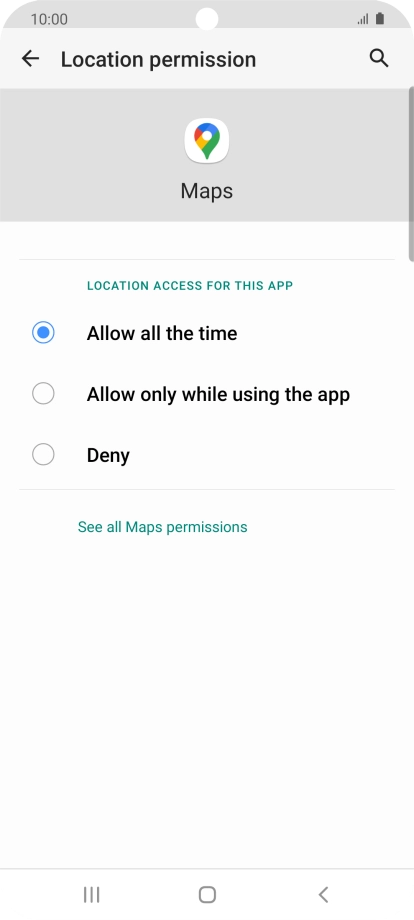 Press the required setting.