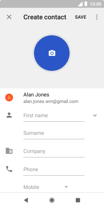 Press First name and key in the first name.