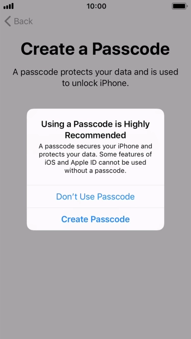 If you turn off the function, press Don't Use Passcode.