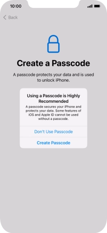 If you turn off the function, press Don't Use Passcode.