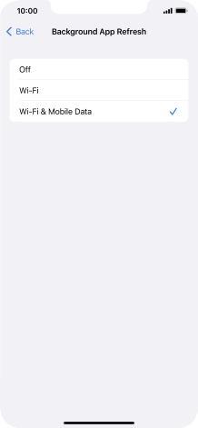 To turn off background refresh of apps, press Off.