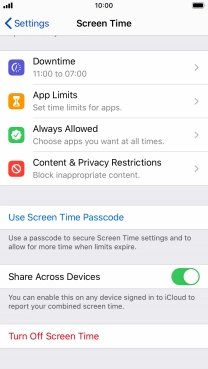 Press Use Screen Time Passcode and follow the instructions on the screen to select a Screen Time password.