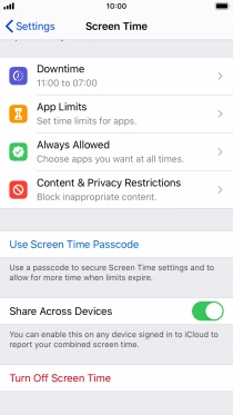 Press Use Screen Time Passcode and follow the instructions on the screen to select a Screen Time password.