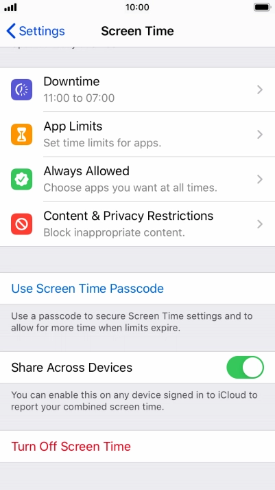 Press Use Screen Time Passcode and follow the instructions on the screen to select a Screen Time password.