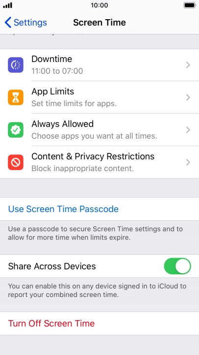 Press Use Screen Time Passcode and follow the instructions on the screen to select a Screen Time password.