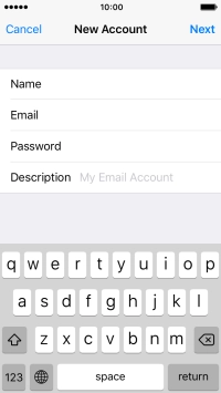 Press Description and key in the password for your email account.