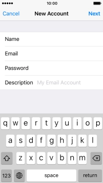 Press Description and key in the password for your email account.