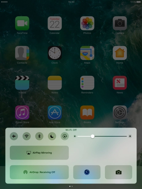 Press the flight mode icon to turn the function on or off.