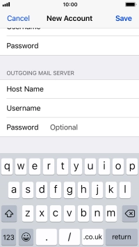 Press Password and key in the password for your email account. Please note that if you're using Vodafone's outgoing server, leave the password field empty.