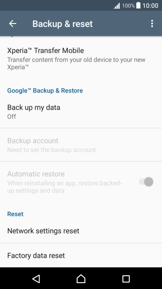 Press Factory data reset.